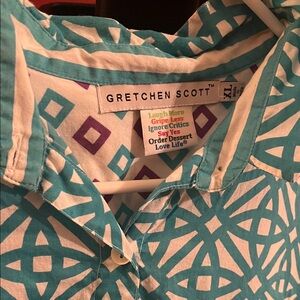 Gretchen Scott Teal and White Patterned Dress